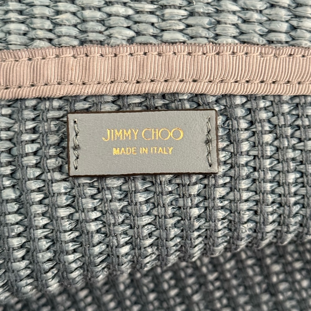 JIMMY CHOO embroidered-logo woven tote/shoulder bag in blue - WORN ONCE - Picture 7 of 11